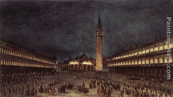Nighttime Procession in Piazza San Marco painting - Francesco Guardi Nighttime Procession in Piazza San Marco art painting
